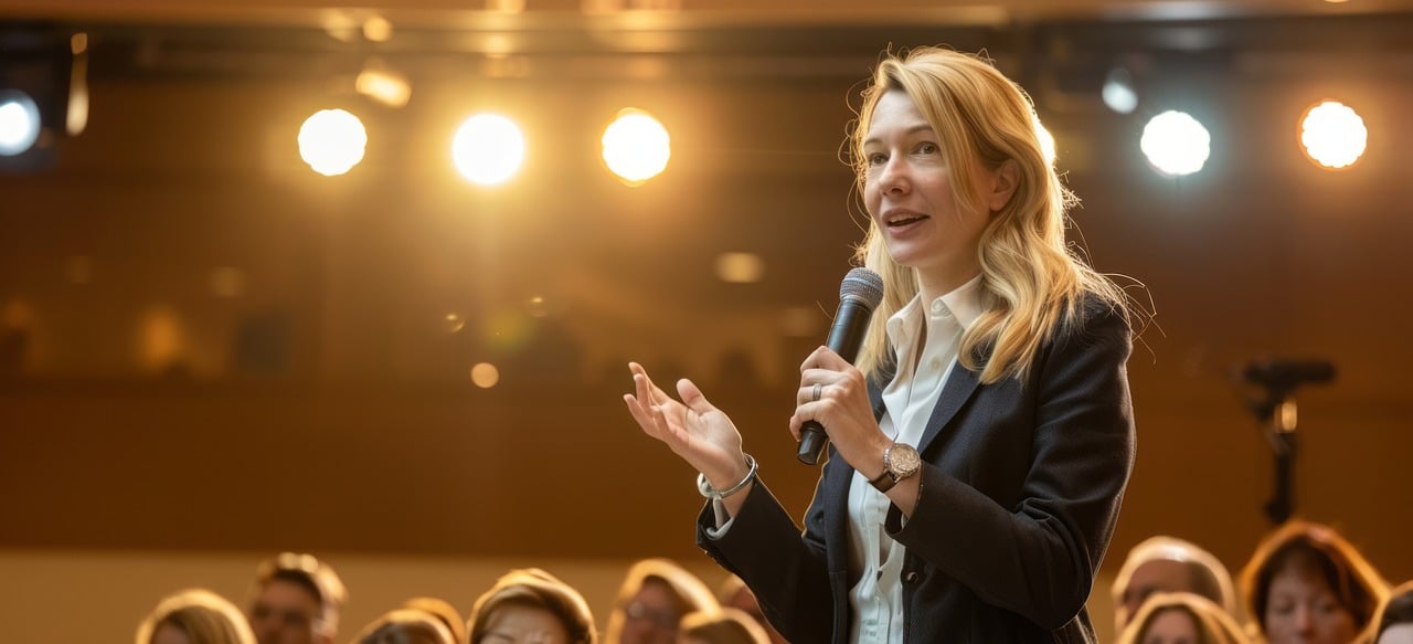 Tips for Becoming A Successful Motivational Speaker - woman wearing blazer talking to crowd